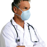 Doctor wearing a Moldex 1511 size small N95 respirator and surgical mask Canada