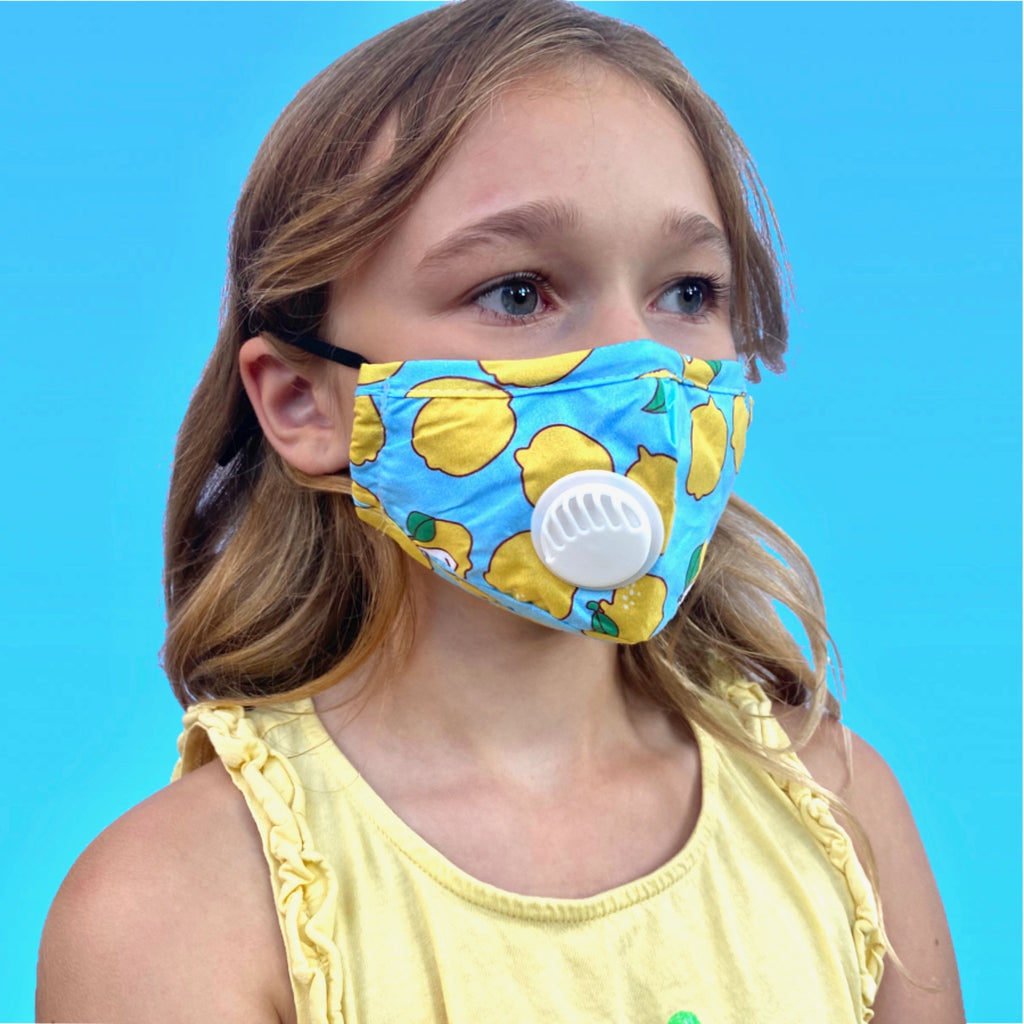 Premium Reusable Kids Cotton Face Mask | Blue Lemon| The Peoples Mask