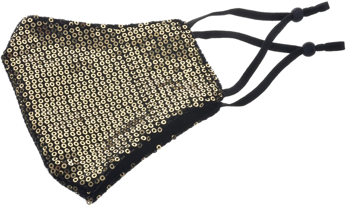 Embellished Gold Sparkly Face Mask with Filter - Holographic Gold