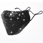 Holiday Glitter Face Mask with Filter Pocket - Black Sequin