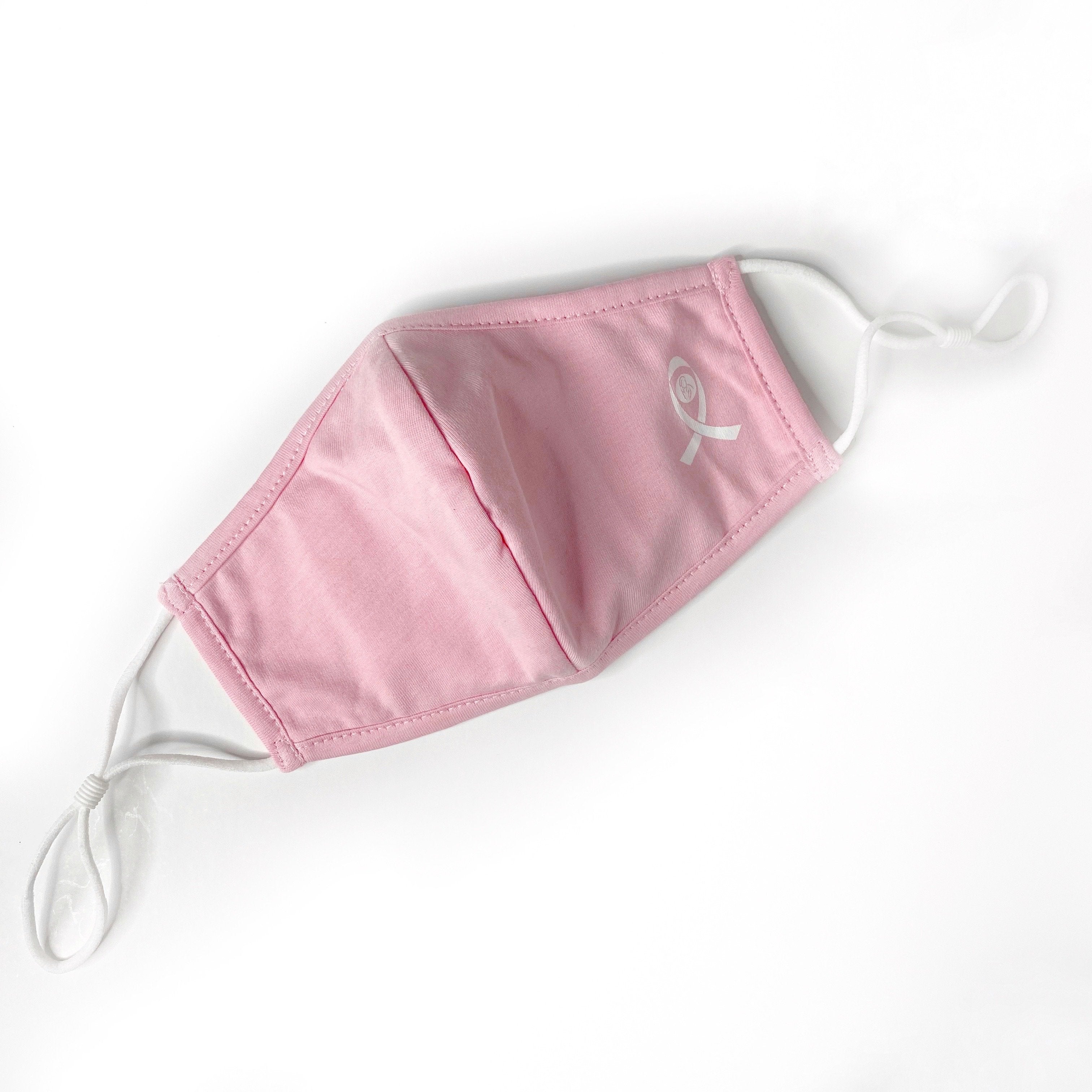 3 Layer Organic Cotton Breast Cancer Pink Ribbon Face Mask With Filter Set