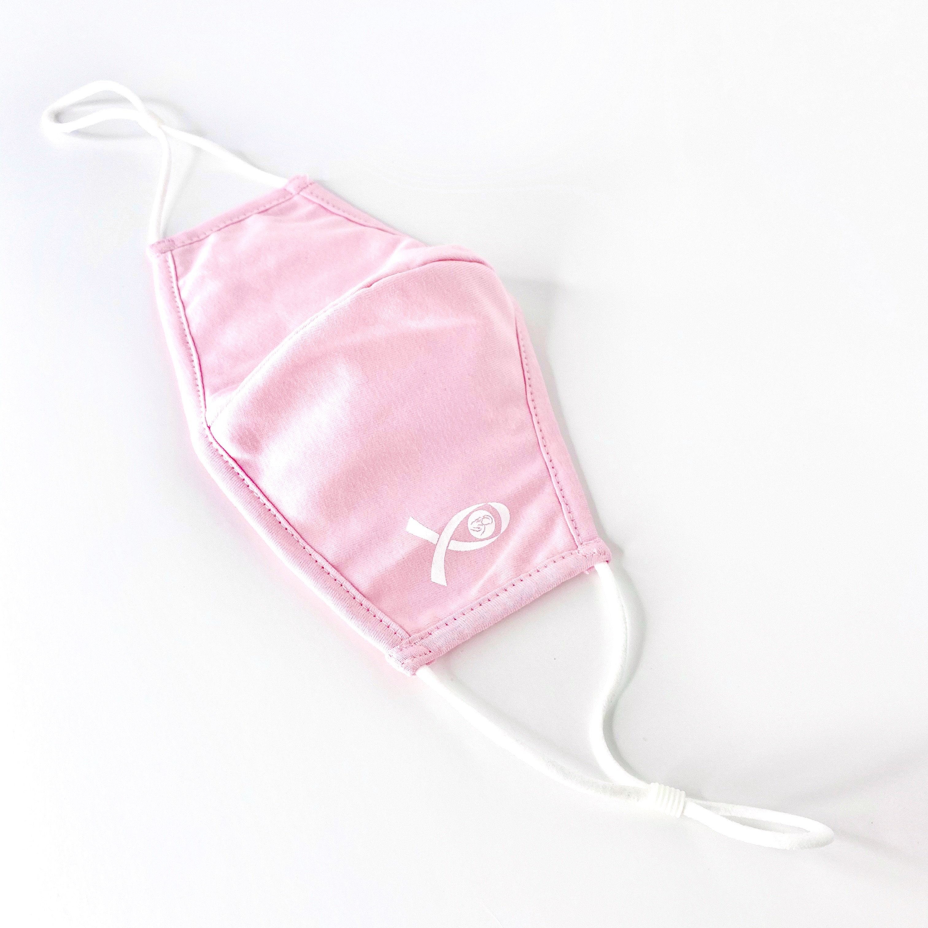 3 Layer Organic Cotton Breast Cancer Pink Ribbon Face Mask With Filter Set