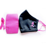 3 Layer Organic Cotton Breast Cancer Pink Ribbon Face Mask With Filter Set