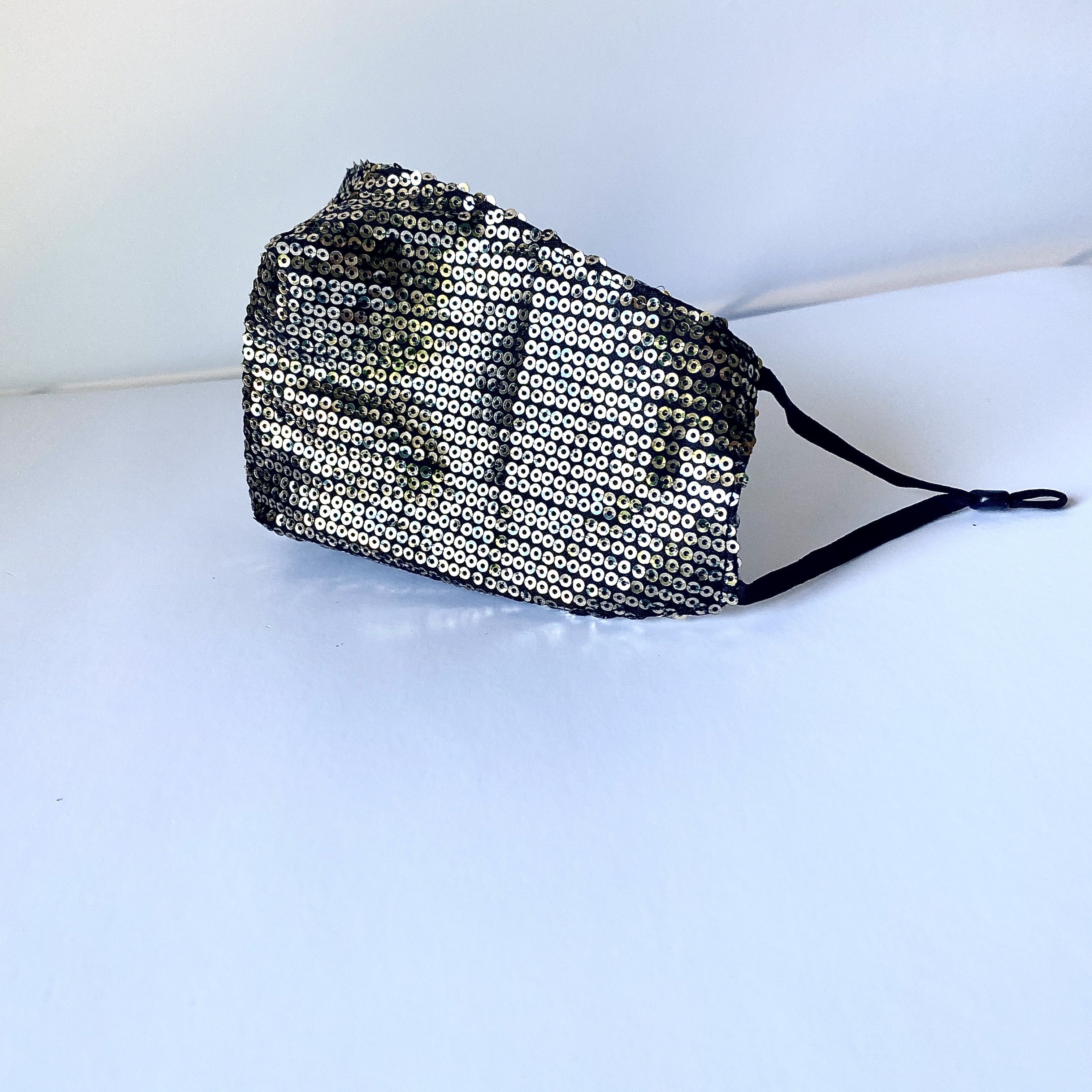 Sequin Gunmetal Silver Reusable Fashion Mask With Filter Pocket| The Peoples Mask