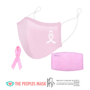Breast Cancer Pink Ribbon Face Mask Set In Light Pink by The Breast Cancer Society of Canada and The Peoples Mask