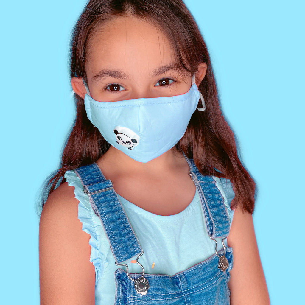 Kids Reusable Solid Color 3 Layer Cotton Face Mask With Filter Valve